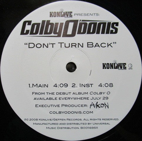 Colby O'Donis : Don't Turn Back (12")