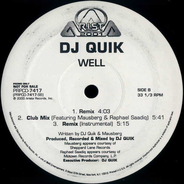 DJ Quik : Well (12", Single, Promo)