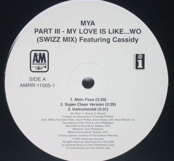 Mya : My Love Is Like...WO Part III (12", Promo)