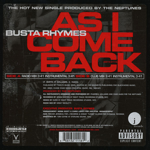 Busta Rhymes : As I Come Back (12", Single)