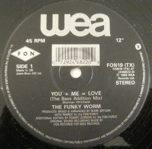 Funky Worm : You + Me = Love (12")