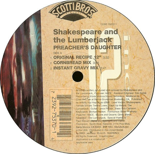 Shakespeare And The Lumberjack : Preacher's Daughter (12")