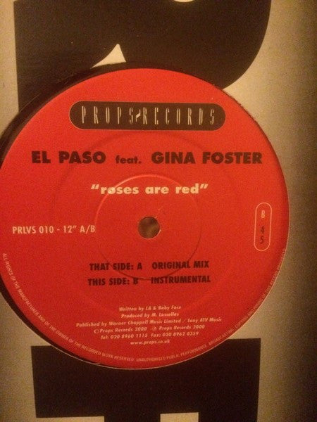 El Paso Feat. Gina Foster : Roses Are Red (12")