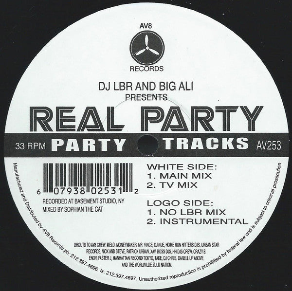 Dj Lbr And Big Ali : Real Party (12")