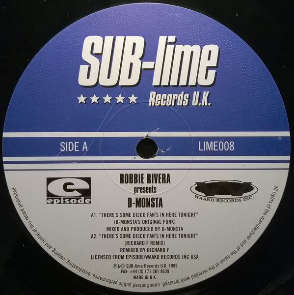 Robbie Rivera Presents D-Monsta : There's Some Disco Fan's In Here Tonight (12")