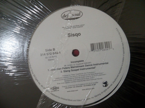 Sisqo : Incomplete (12")