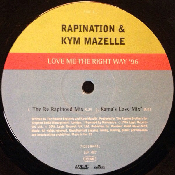 The Rapino Brothers & Kym Mazelle : Love Me The Right Way '96 (12")
