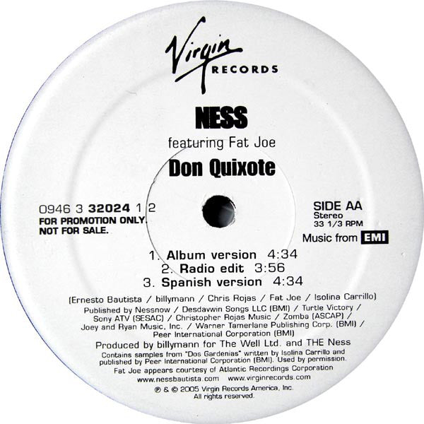 Ness Bautista : Que Dolor / Don Quixote (12", Promo)