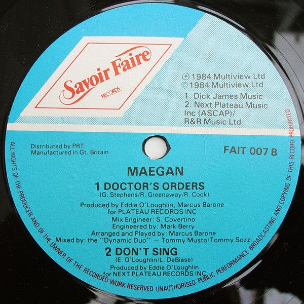Maegan : Doctor's Orders/Couch Cough (12", Single)