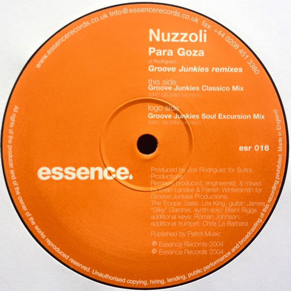 Nuzzoli : Para Goza (Groove Junkies Remixes) (12")