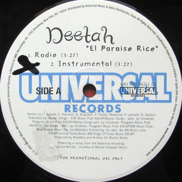 Deetah : El Paraiso Rico (12", Promo)