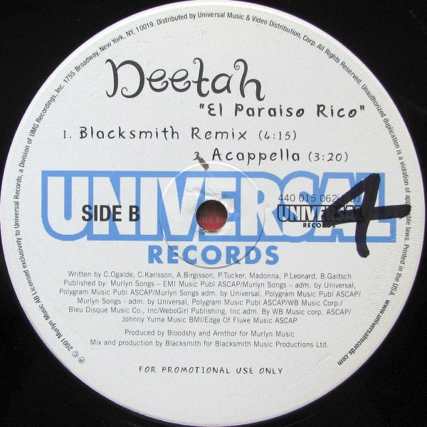 Deetah : El Paraiso Rico (12", Promo)