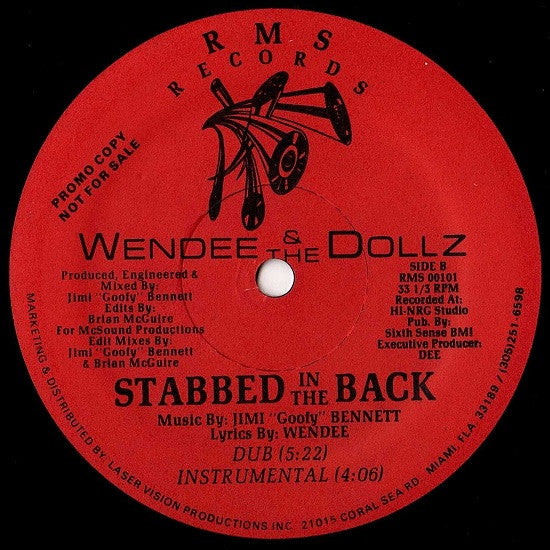 Wendee & The Dollz : Stabbed In The Back (12", Promo)