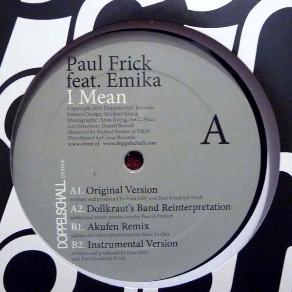 Paul Frick Feat. Emika : I Mean (12")