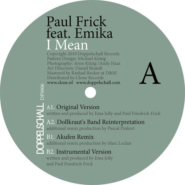 Paul Frick Feat. Emika : I Mean (12")