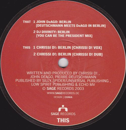 United DJs Of Sage : Berlin (12")