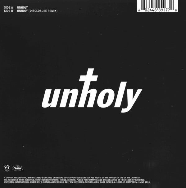 Sam Smith (12) & Kim Petras : Unholy (7", RSD, Single, Ltd, Cle)
