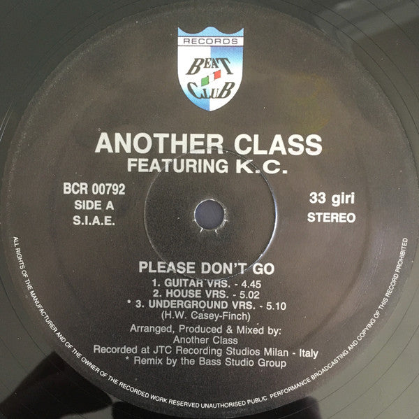 Another Class Feat. KC (4) : Please Don't Go (1992 Dance Version) (12")