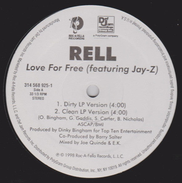 Rell : Love For Free (12")