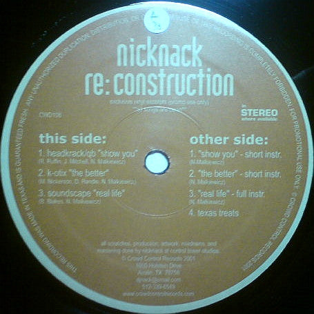 Nicknack : Re:Construction (12", Promo)