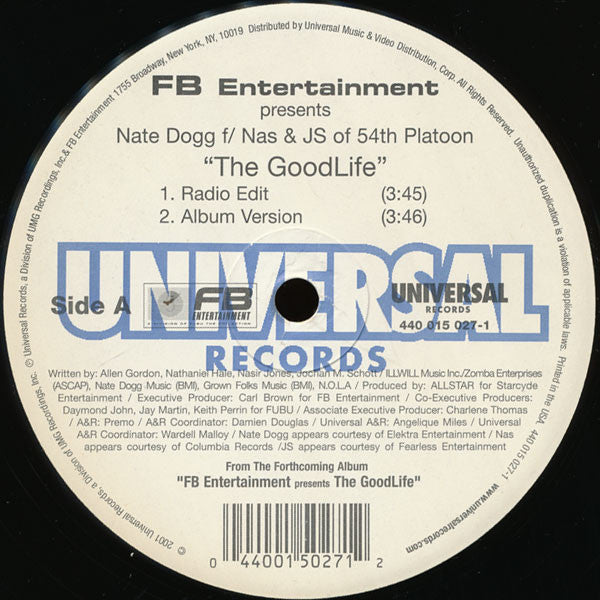 Nate Dogg Featuring Nas & J.S. : The Goodlife (12")