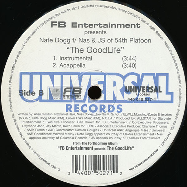 Nate Dogg Featuring Nas & J.S. : The Goodlife (12")