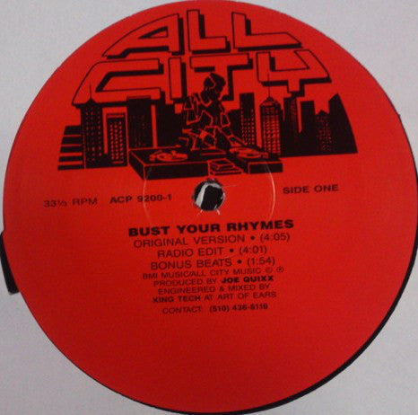 All City Productions : Bust Your Rhymes / Unsolved Mysterme (12", RP)