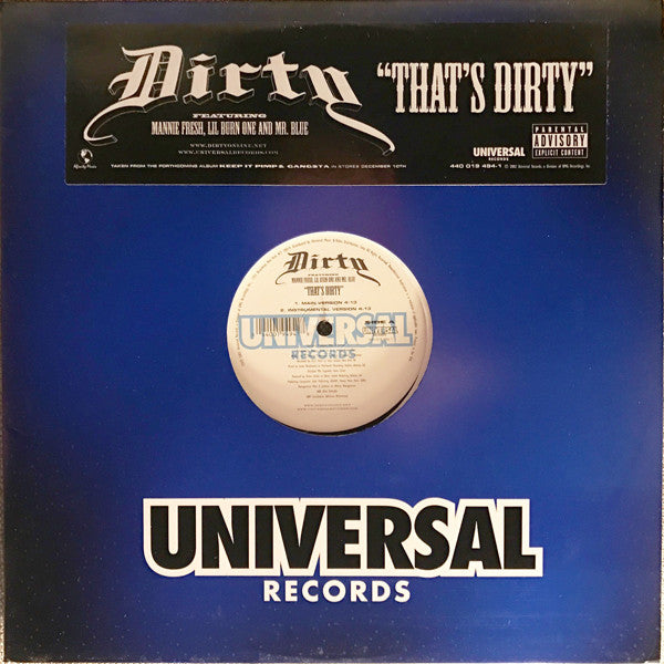 Dirty (4) Featuring Mannie Fresh, Lil Burn One And Mr. Blue : That's Dirty (12", Promo)