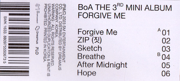 BoA : Forgive Me (12", MiniAlbum, Pic)