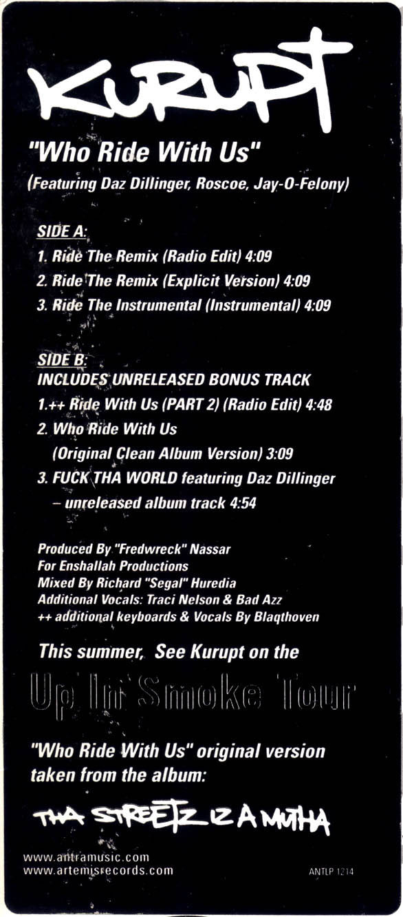 Kurupt : Who Ride With Us (12", Single)