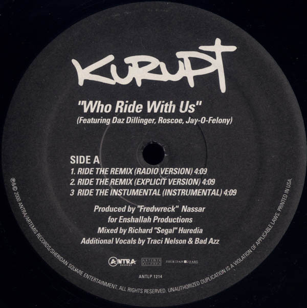 Kurupt : Who Ride With Us (12", Single)