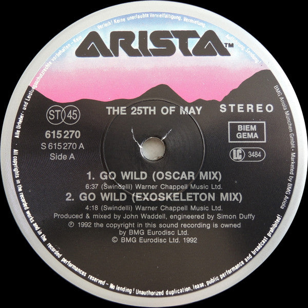 The 25th Of May : Go Wild (12", Maxi)