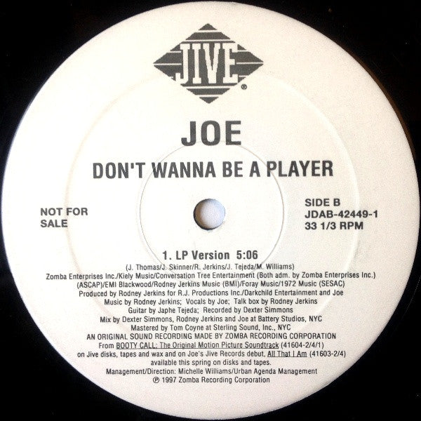 Joe : Don't Wanna Be A Player (12", Promo)