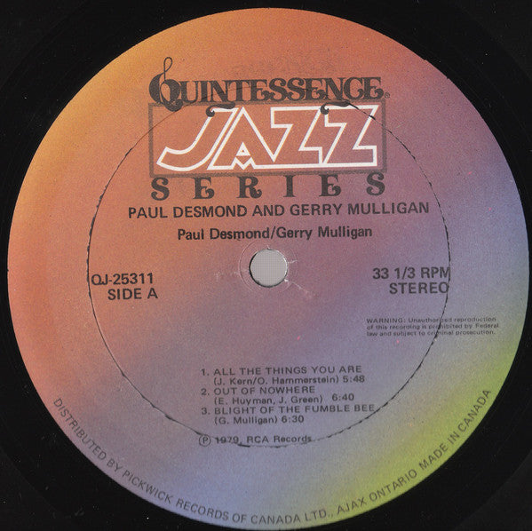 Paul Desmond & Gerry Mulligan : Paul Desmond & Gerry Mulligan (LP)