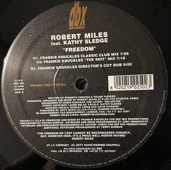 Robert Miles Featuring Kathy Sledge : Freedom (2x12", Promo)