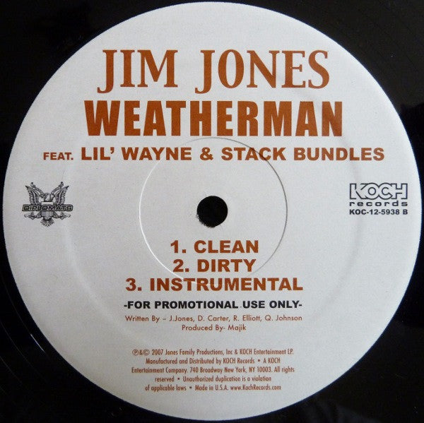 Jim Jones (2) : Emotionless / Weatherman (12", Promo)