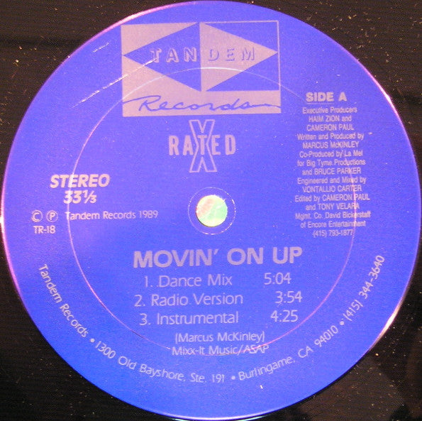 Rated X : Movin' On Up / Swift Lift Vocalist (12")