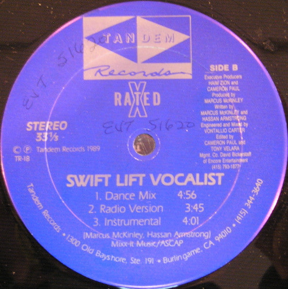 Rated X : Movin' On Up / Swift Lift Vocalist (12")