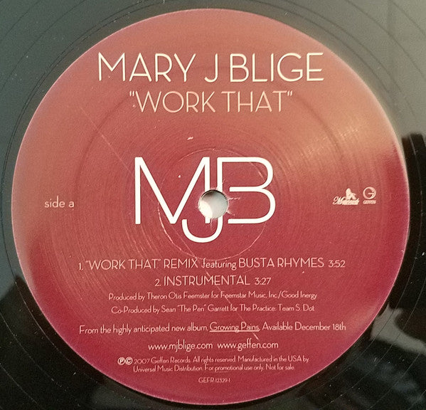 Mary J. Blige Feat. Busta Rhymes : Work That (Remix) (12", Promo)