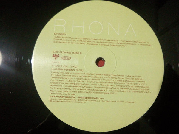 Rhona : Satisfied (12", Promo)