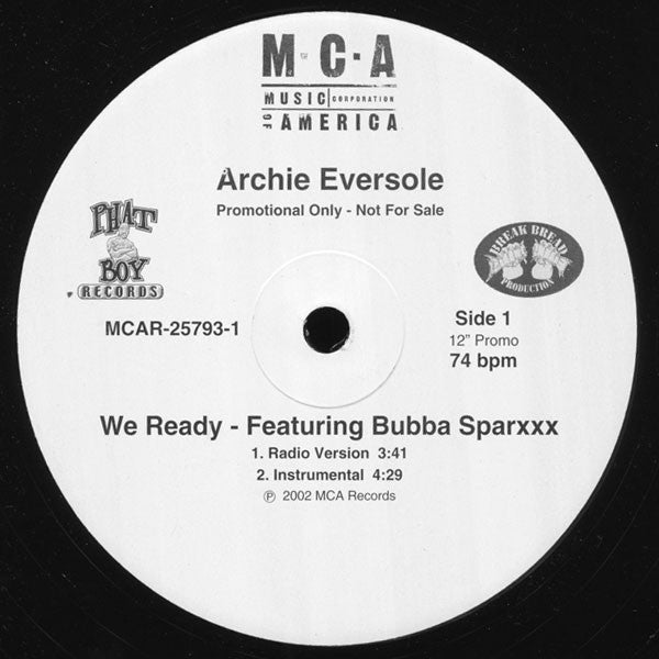 Archie Eversole Featuring Bubba Sparxxx : We Ready (Remix And ATL Street Mix) (12", Single, Promo)