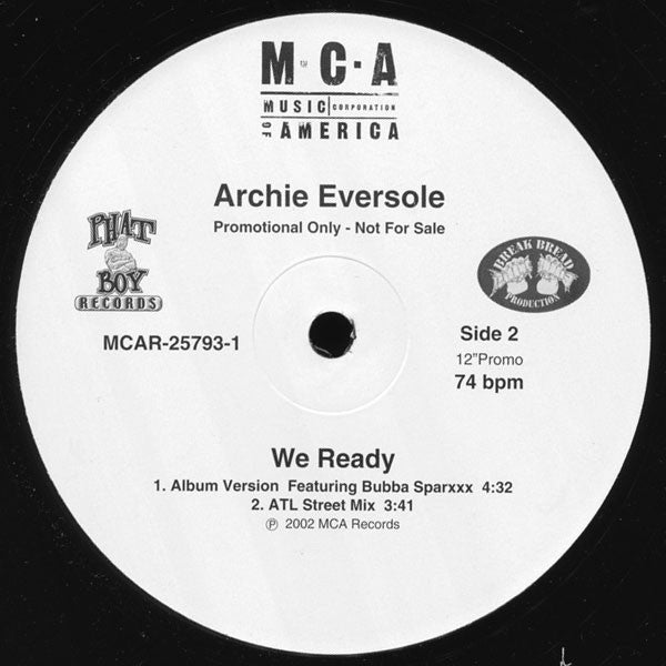 Archie Eversole Featuring Bubba Sparxxx : We Ready (Remix And ATL Street Mix) (12", Single, Promo)