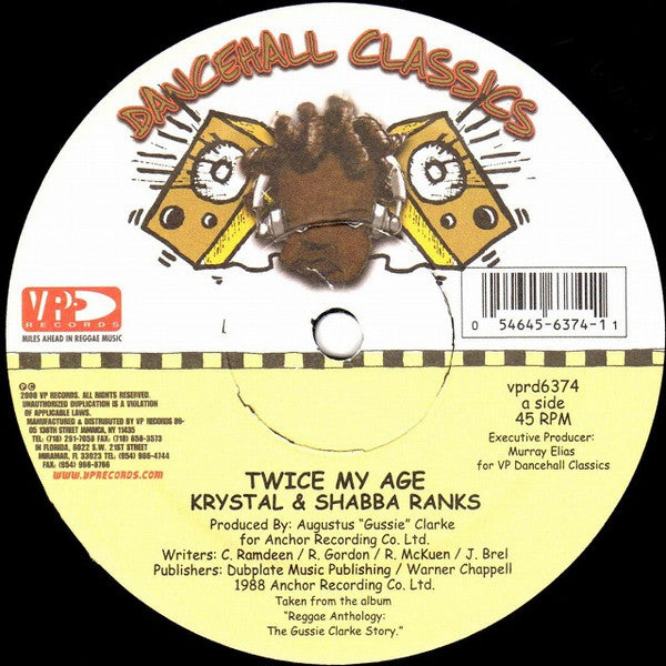 Krystal (3) & Shabba Ranks : Twice My Age (12")