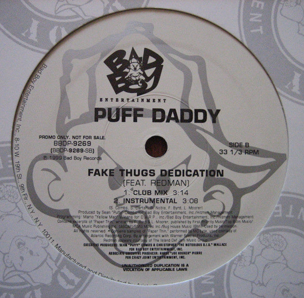 Puff Daddy : Satisfy You / Fake Thugs Dedication (12", Promo)