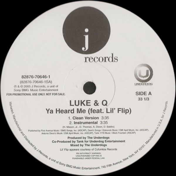 Luke & Q : Ya Heard Me (12")