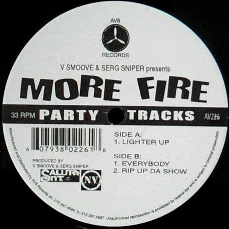V. Smoove & Serg Sniper : More Fire (12")