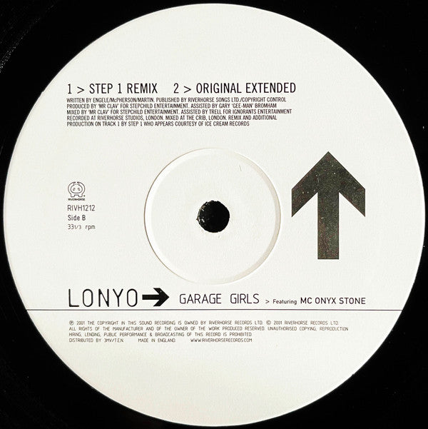 Lonyo Featuring MC Onyx Stone : Garage Girls (Featuring Mixes By Sunship + Step 1) (12")