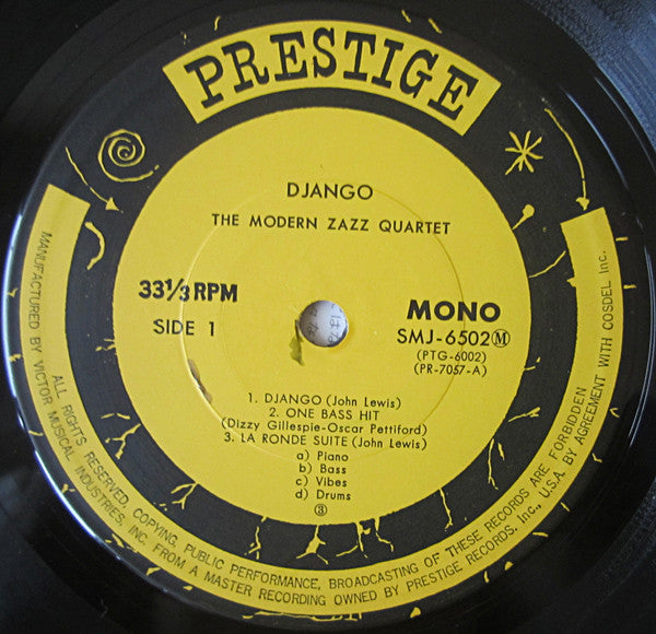 The Modern Jazz Quartet : Django (LP, Album, Mono, RE, RM)