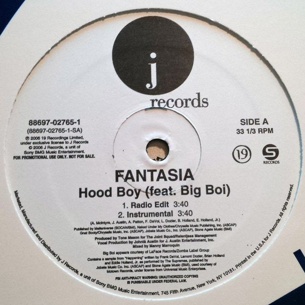 Fantasia (4) : Hood Boy (Feat. Big Boi) (12", Promo)