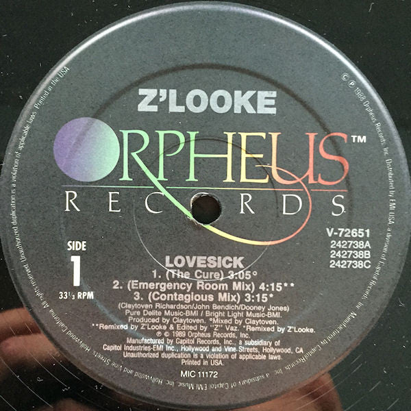Z'Looke : Lovesick (12")